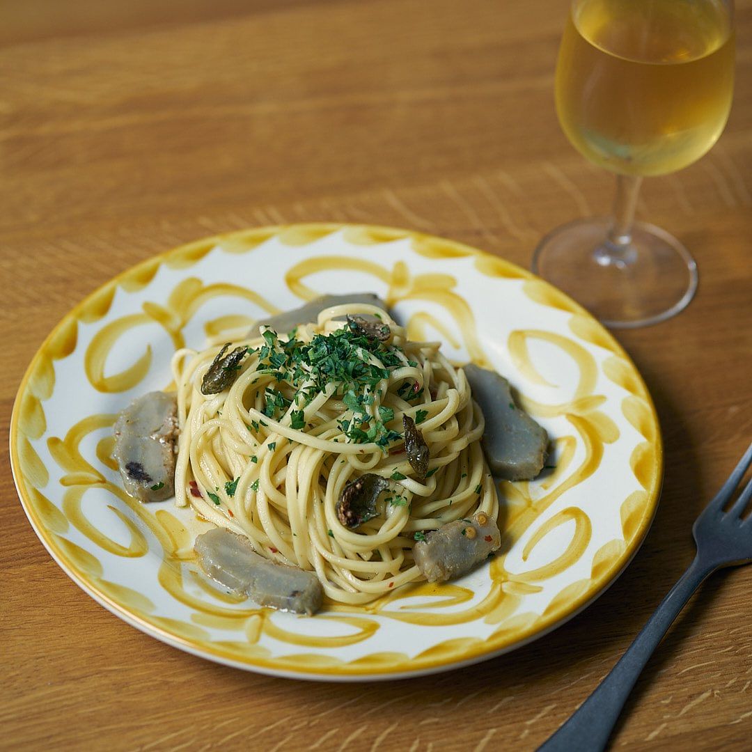 pasta and wine